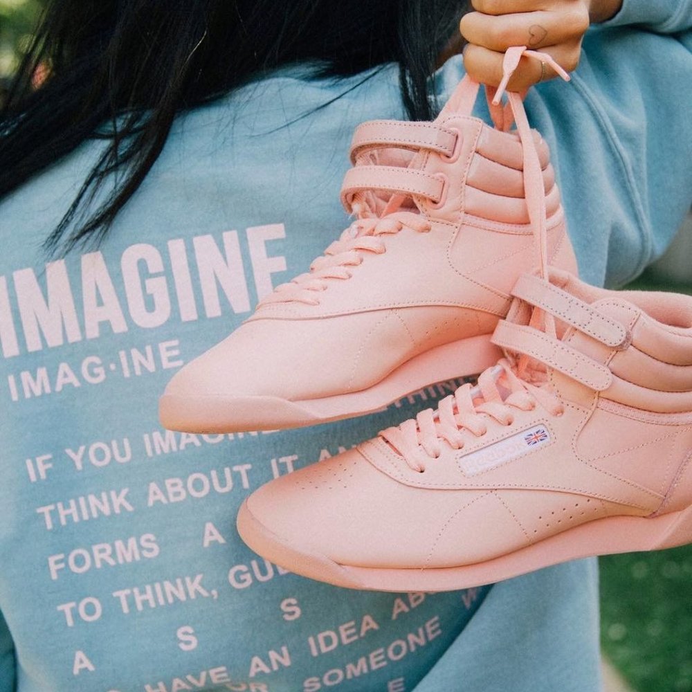 Reebok x GLOW freestyle hi monochrome NWT